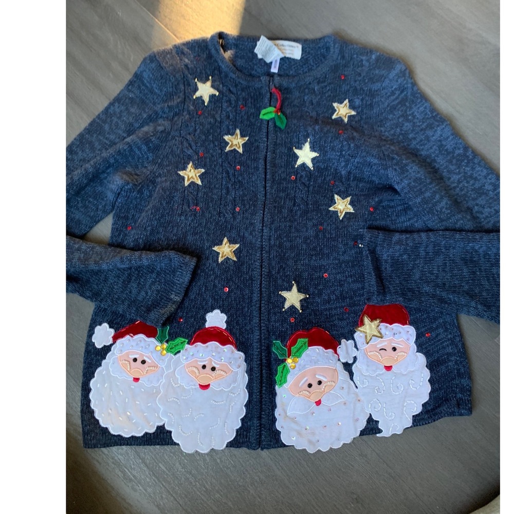Heirloom Collectibles Women's S Ugly‎ Christmas Sweater Santa Vtg Cardigan